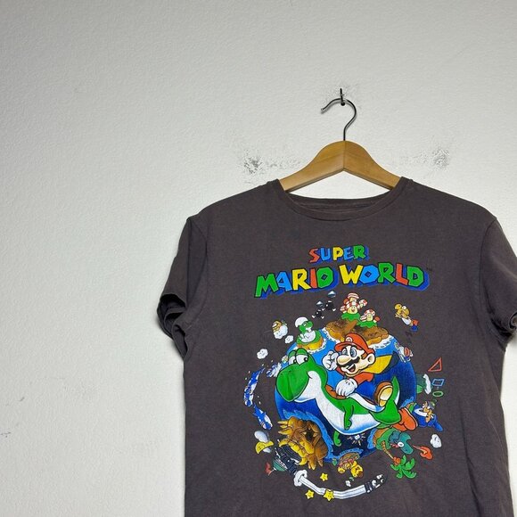 Super Mario World Retro Video Game Bowser Graphic T Shirt Men S Grey Indie - Picture 4 of 8